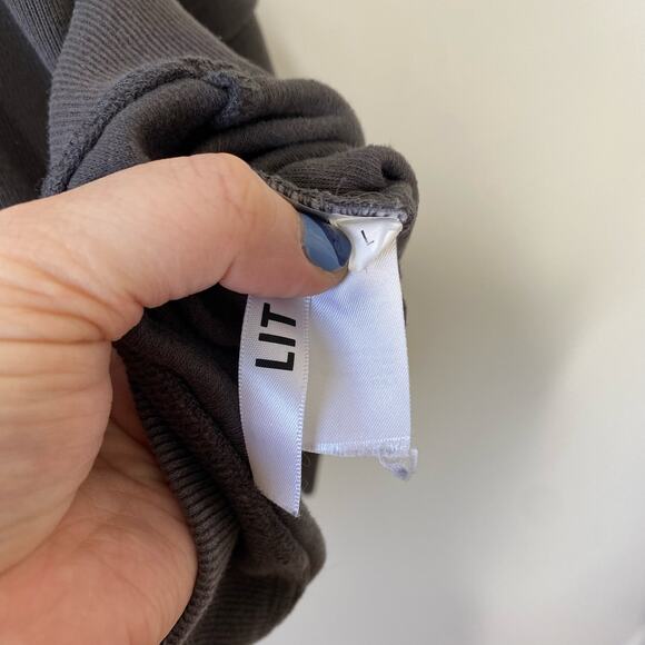 LIT ACTIVEWEAR Gray Cozy Oversized Two-Piece Cotton Hoodie - Picture 5 of 8